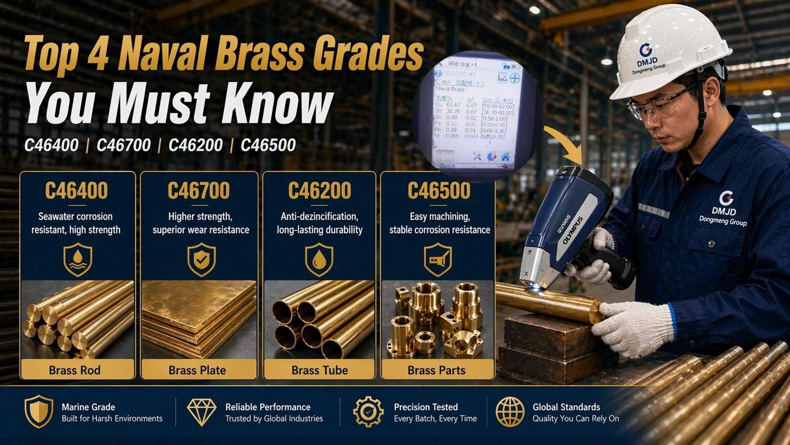Top 4 Naval Brass Grades You Must Know (C46400, C46700, C46200, C46500) Top 4 Naval Brass Grades You Must Know (C46400, C46700, C46200, C46500)